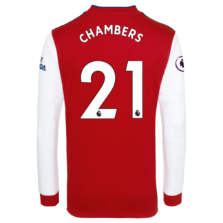 Calum Chambers - Arsenal Adult 21/22 Long Sleeved Home Shirt M, Red/White