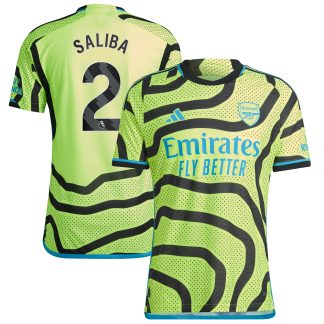 Arsenal adidas Away Authentic Shirt 2023-24 with Saliba 12 printing