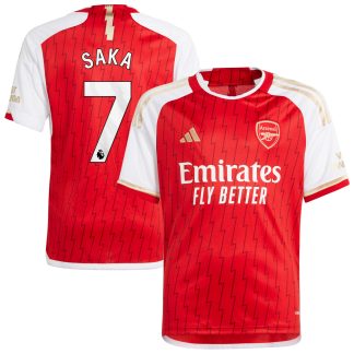 Arsenal adidas Home Shirt 2023-24 - Kids with Saka 7 printing