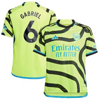 Arsenal adidas Away Shirt 2023-24 - Kids with Gabriel 6 printing