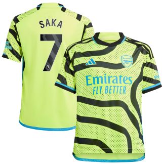 Arsenal adidas Away Shirt 2023-24 - Kids with Saka 7 printing