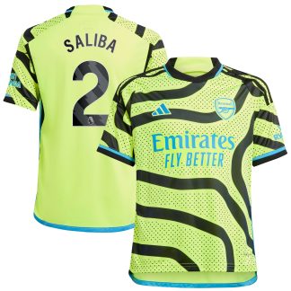 Arsenal adidas Away Shirt 2023-24 - Kids with Saliba 2 printing
