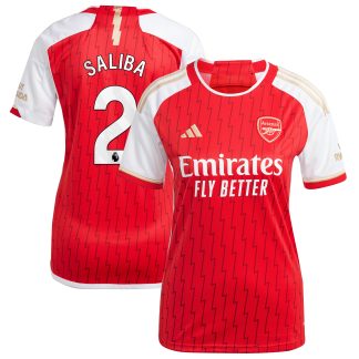 Arsenal adidas Home Shirt 2023-24 - Womens with Saliba 2 printing