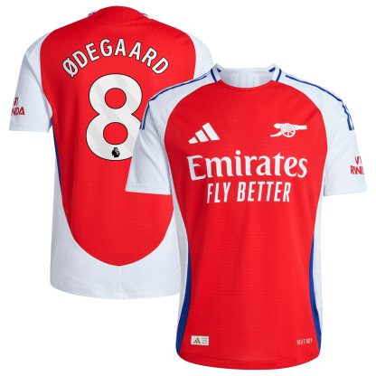 Arsenal adidas Home Authentic Shirt 2024-25 with Ødegaard 8 printing