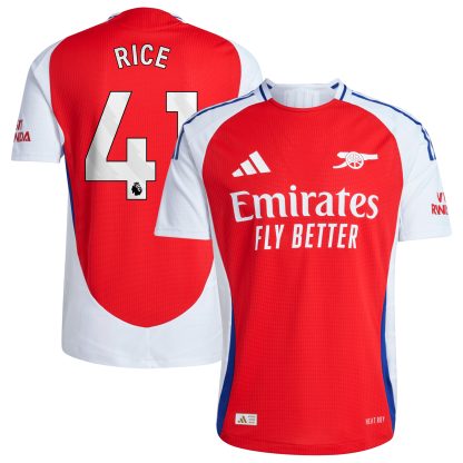 Arsenal adidas Home Authentic Shirt 2024-25 with Rice 41 printing