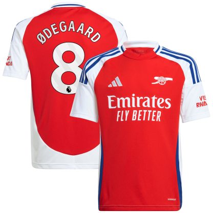 Arsenal adidas Home Shirt 2024-25 - Kids with Ødegaard 8 printing