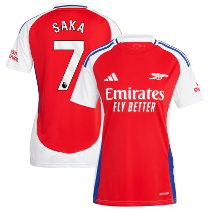 Arsenal adidas Home Shirt 2024-25 - Womens with Saka 7 printing