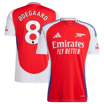 Arsenal adidas Home Shirt 2024-25 with Ødegaard 8 printing