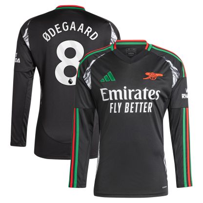 Arsenal adidas Away Shirt 2024-25 - Long Sleeve with Ødegaard 8 printing