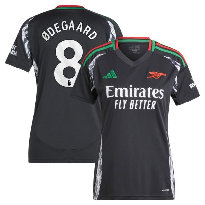 Arsenal adidas Away Shirt 2024-25 - Womens with Ødegaard 8 printing