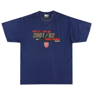 2001-02 Arsenal Nike 'Double Winners' Graphic Tee L - Arsenal / Excellent / Large