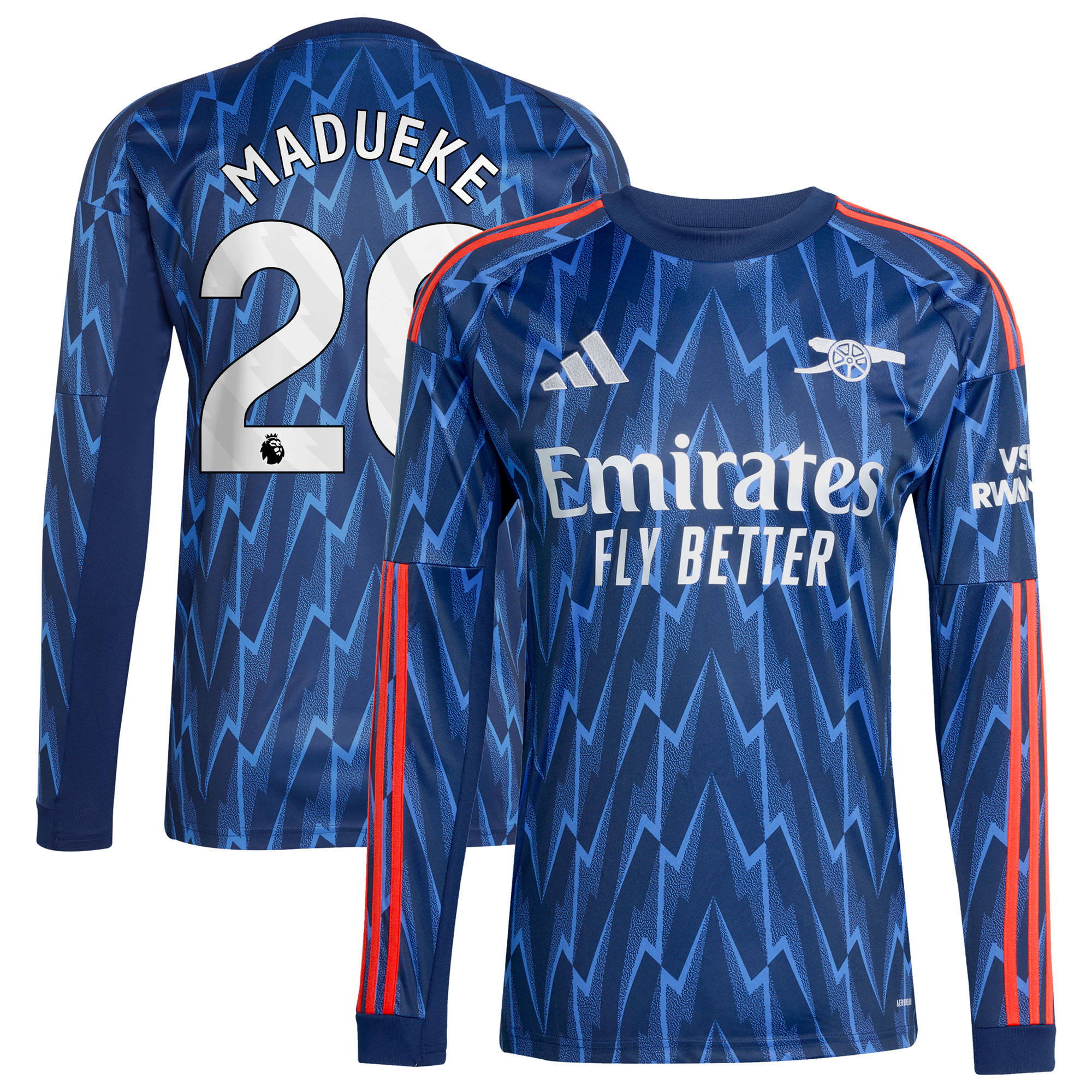 Arsenal adidas Away Shirt 2025-26 - Long Sleeve with Madueke 20 printing