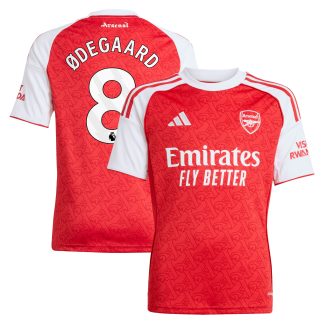 Arsenal adidas Home Shirt 2025-26 - Kids with Ødegaard 8 printing
