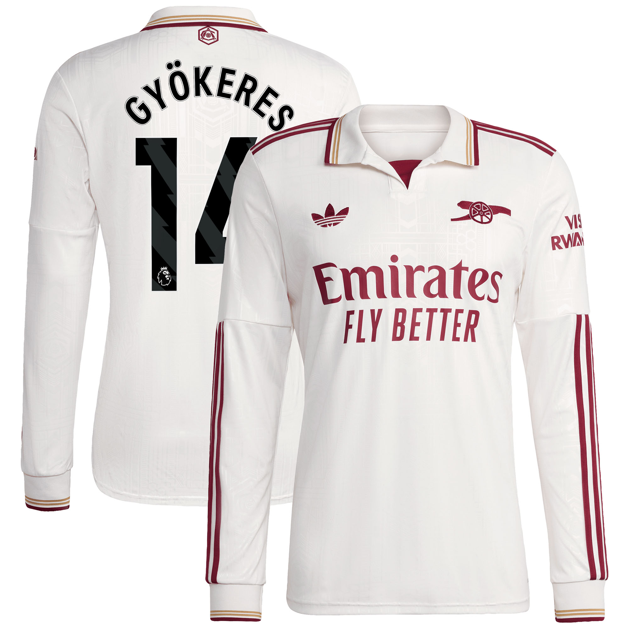 Arsenal adidas Third Shirt 2025-26 - Long Sleeve with Gyökeres 14 printing