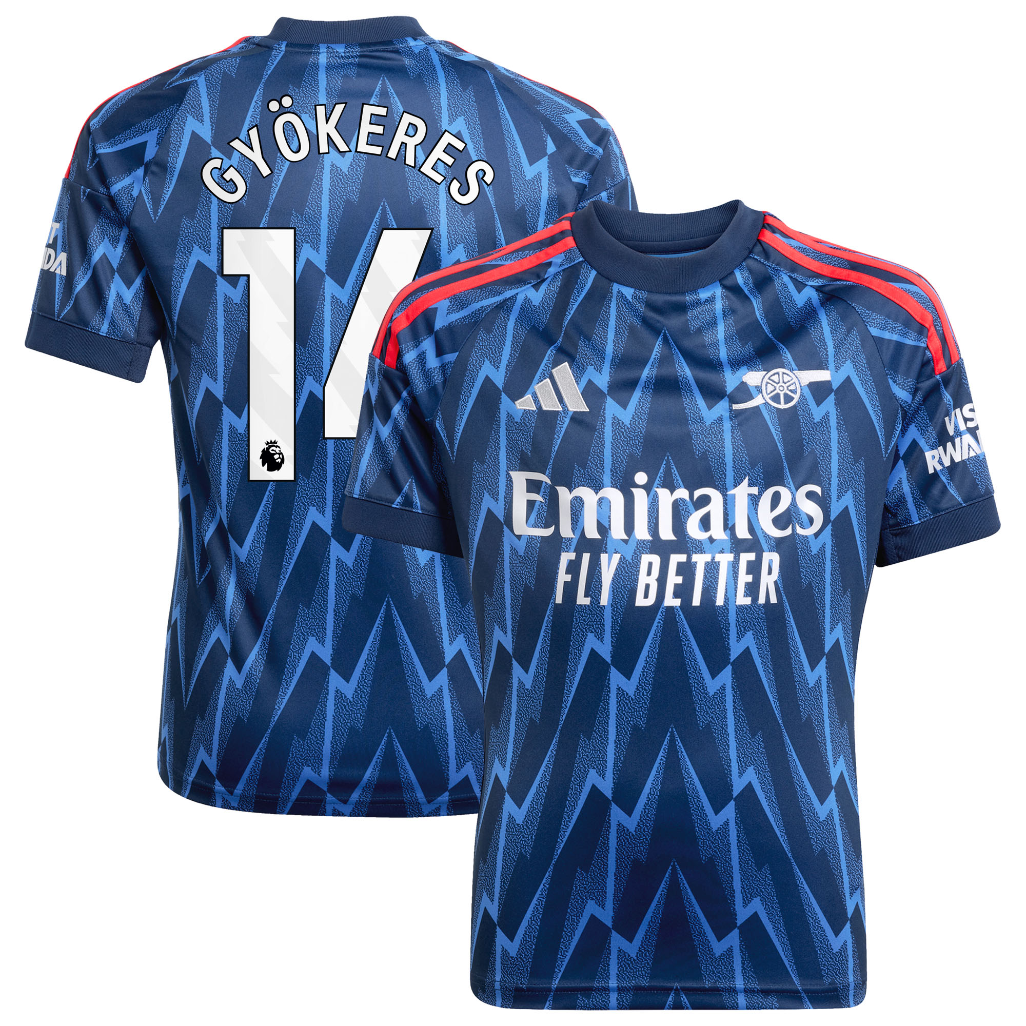 Arsenal adidas Away Shirt 2025-26 - Kids with Gyökeres 14 printing