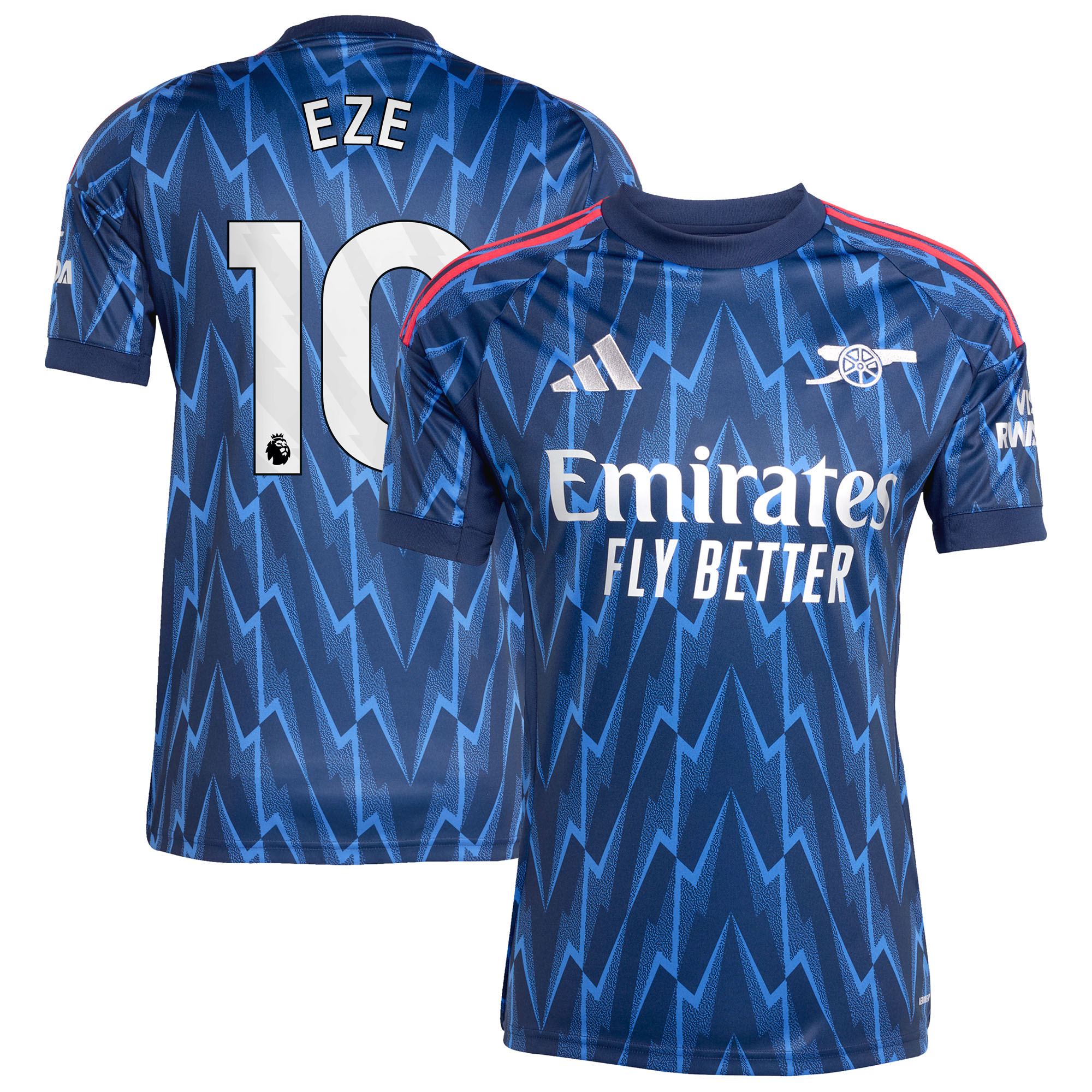 Arsenal adidas Away Shirt 2025-26 with Eze 10 printing