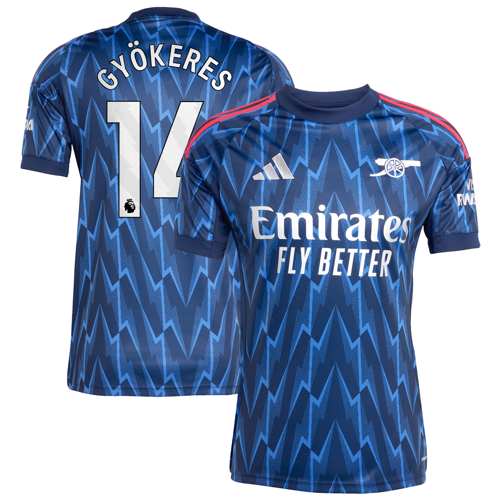 Arsenal adidas Away Shirt 2025-26 with Gyökeres 14 printing