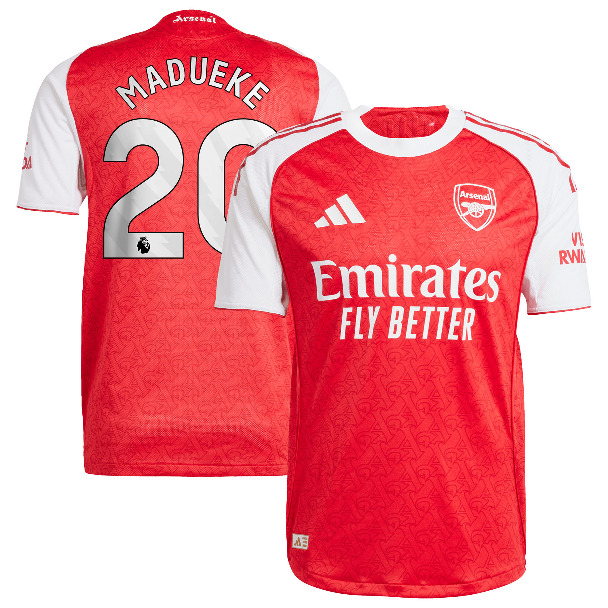 Arsenal adidas Home Authentic Shirt 2025-26 with Madueke 20 printing