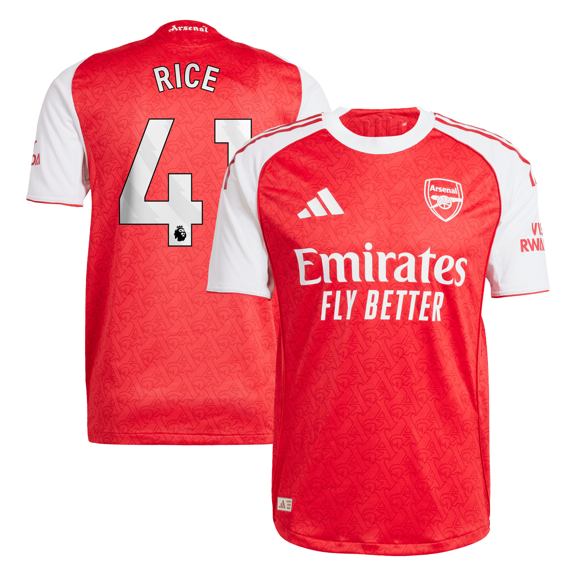 Arsenal adidas Home Authentic Shirt 2025-26 with Rice 41 printing