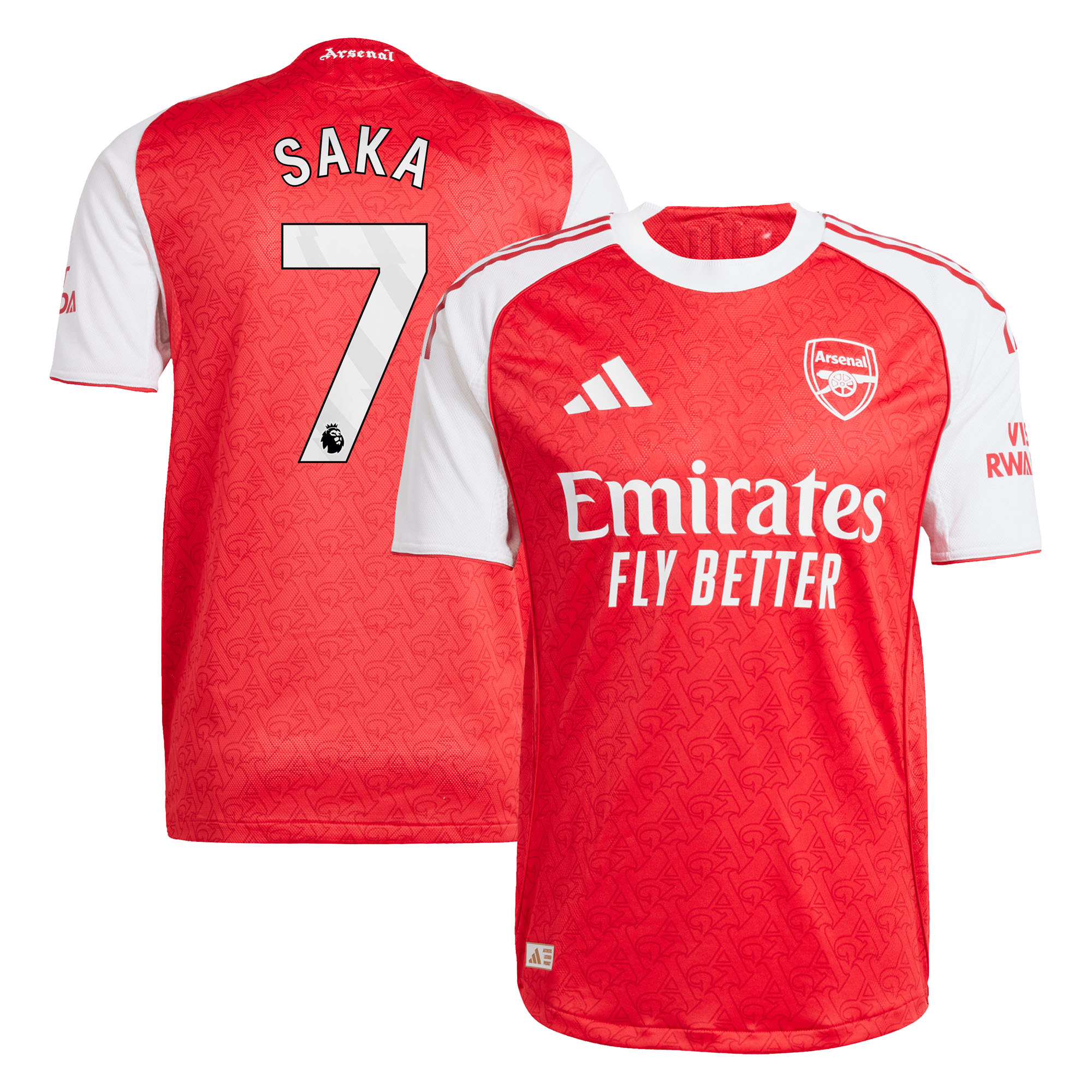 Arsenal adidas Home Authentic Shirt 2025-26 with Saka 7 printing