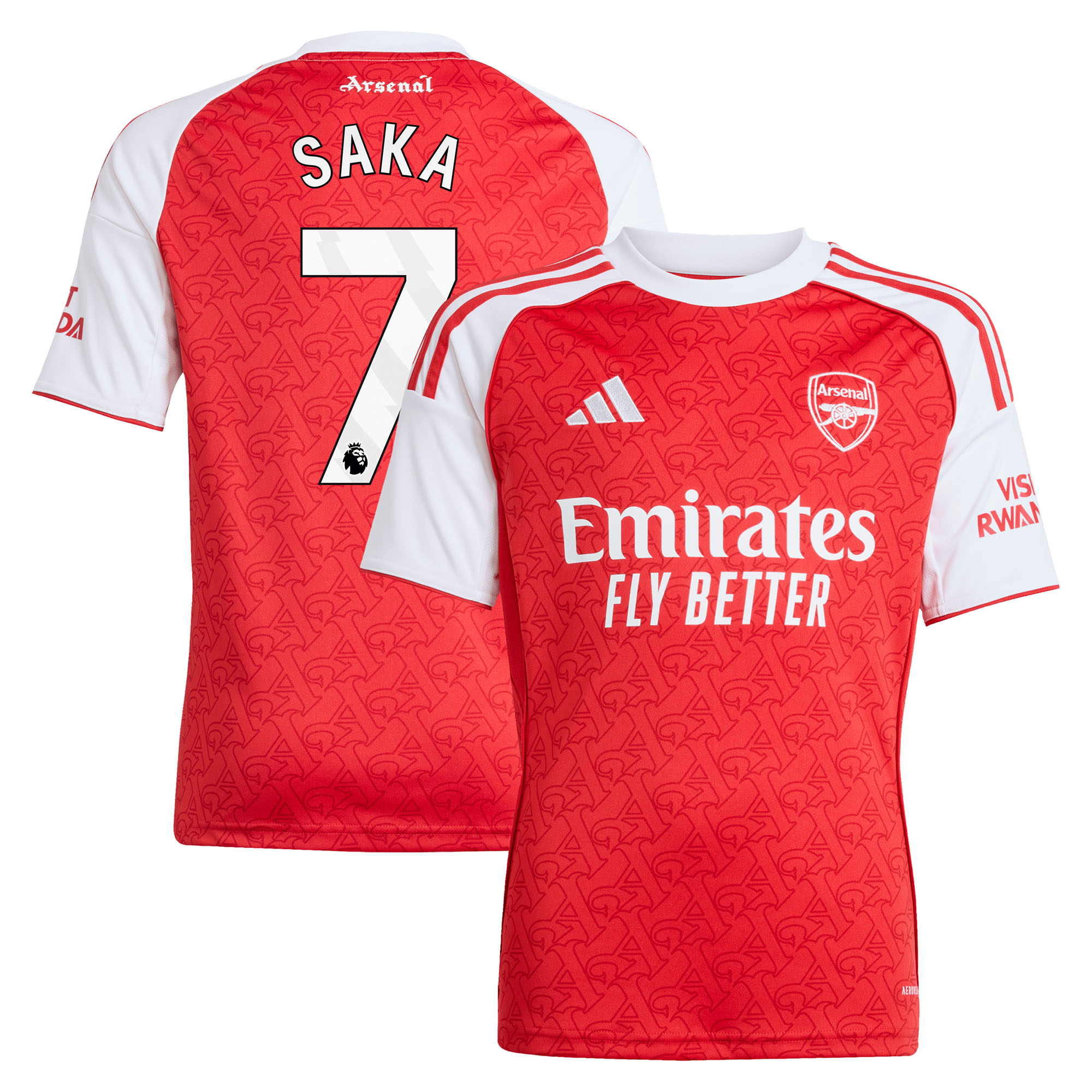 Arsenal adidas Home Shirt 2025-26 - Kids with Saka 7 printing