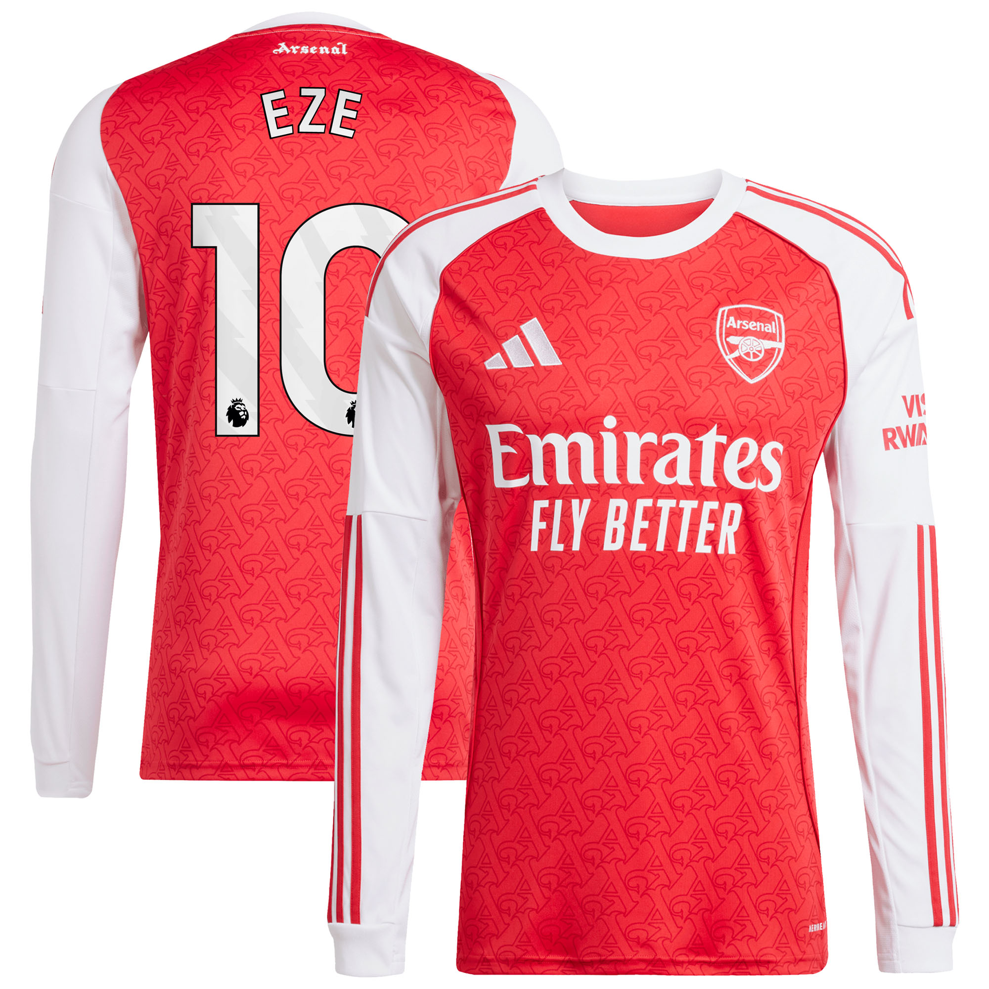 Arsenal adidas Home Shirt 2025-26 - Long Sleeve with Eze 10 printing