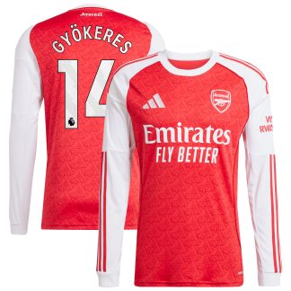 Arsenal adidas Home Shirt 2025-26 - Long Sleeve with Gyökeres 14 printing