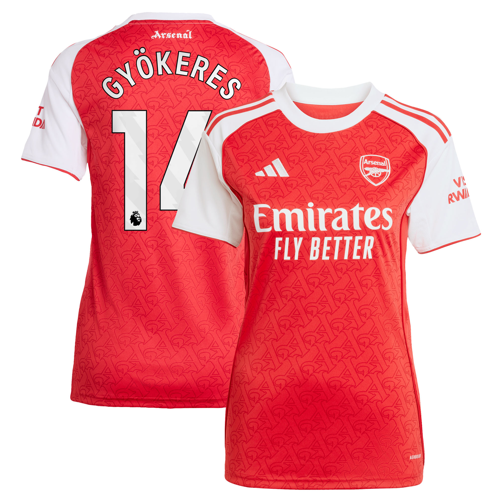 Arsenal adidas Home Shirt 2025-26 - Womens with Gyökeres 14 printing