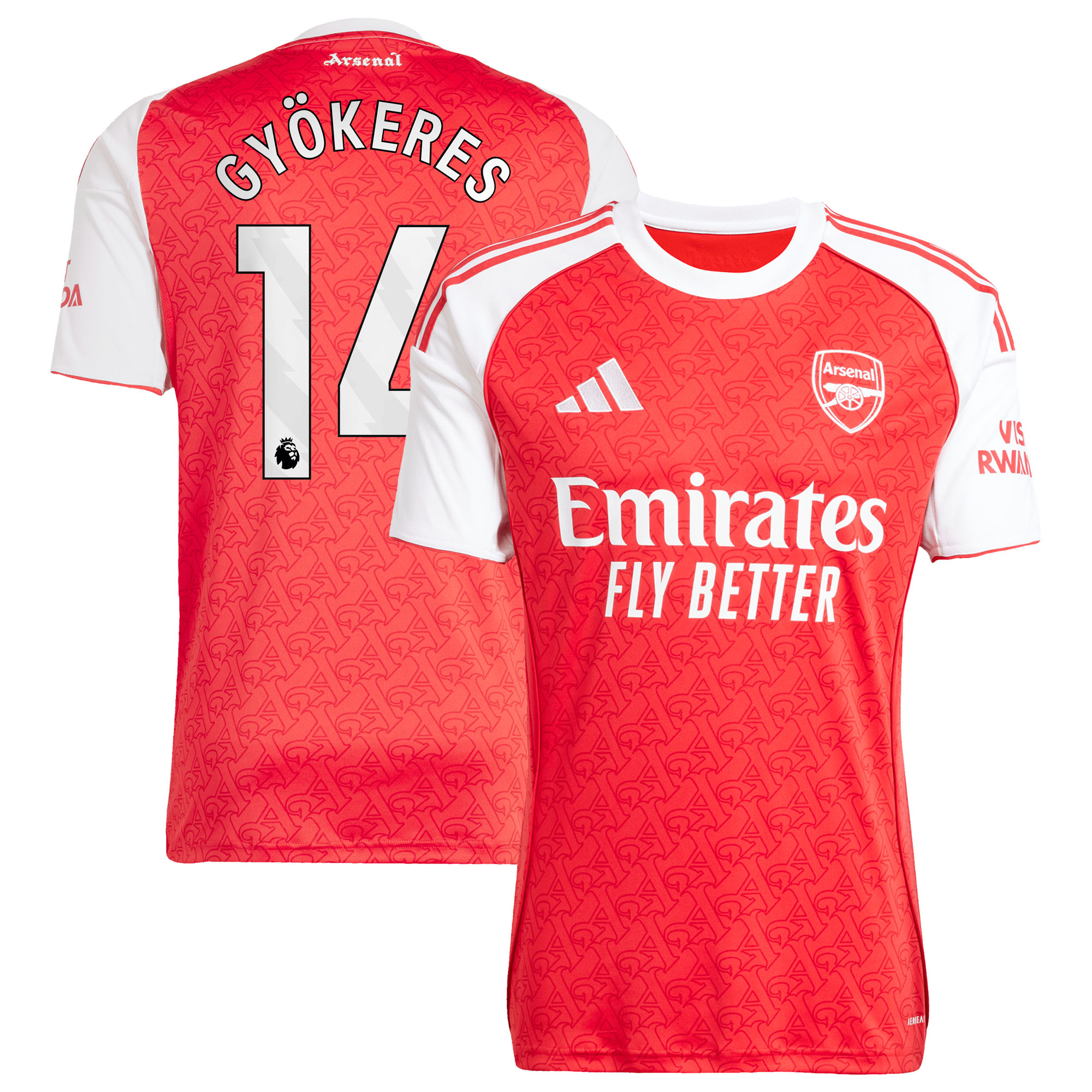 Arsenal adidas Home Shirt 2025-26 with Gyökeres 14 printing