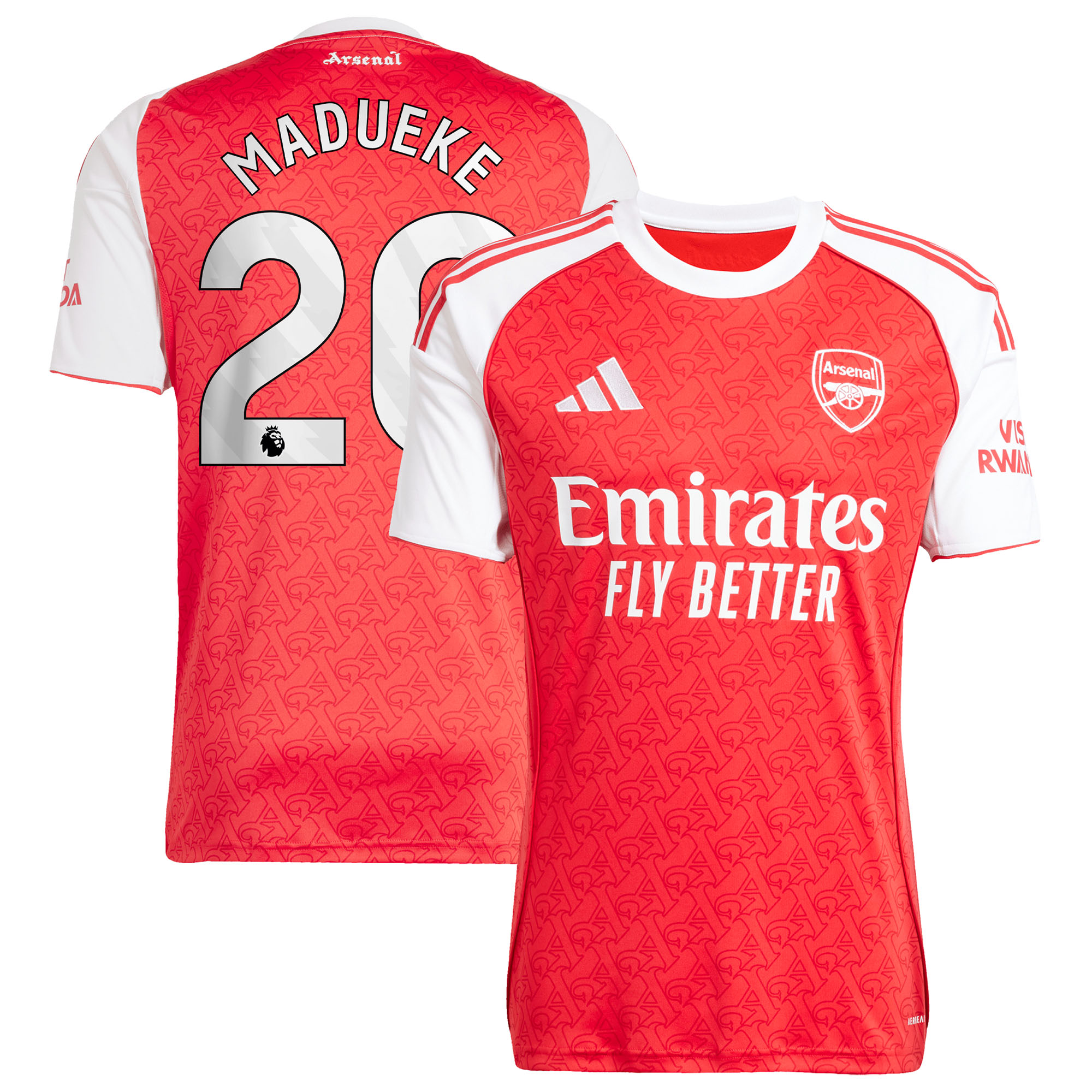 Arsenal adidas Home Shirt 2025-26 with Madueke 20 printing