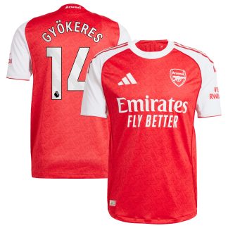 Arsenal adidas Home Authentic Shirt 2025-26 with Gyökeres 14 printing