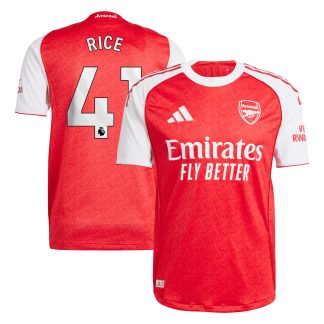 Arsenal adidas Home Authentic Shirt 2025-26 with Rice 41 printing