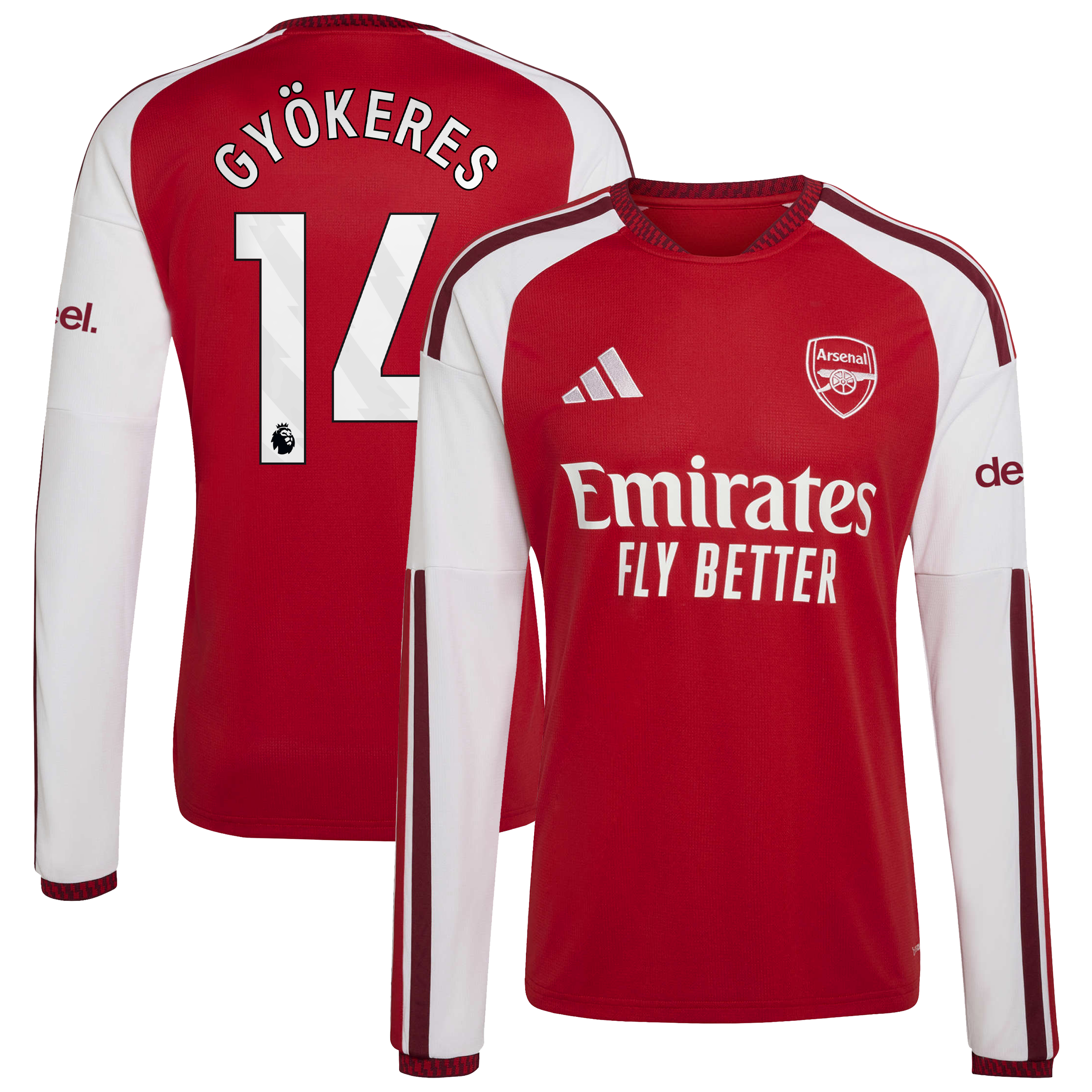 Arsenal adidas Home Shirt 2026-27 - Long Sleeve with Gyökeres 14 printing
