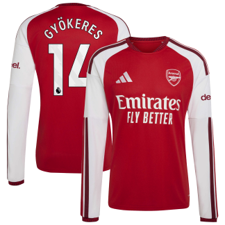 Arsenal adidas Home Shirt 2026-27 - Long Sleeve with Gyökeres 14 printing