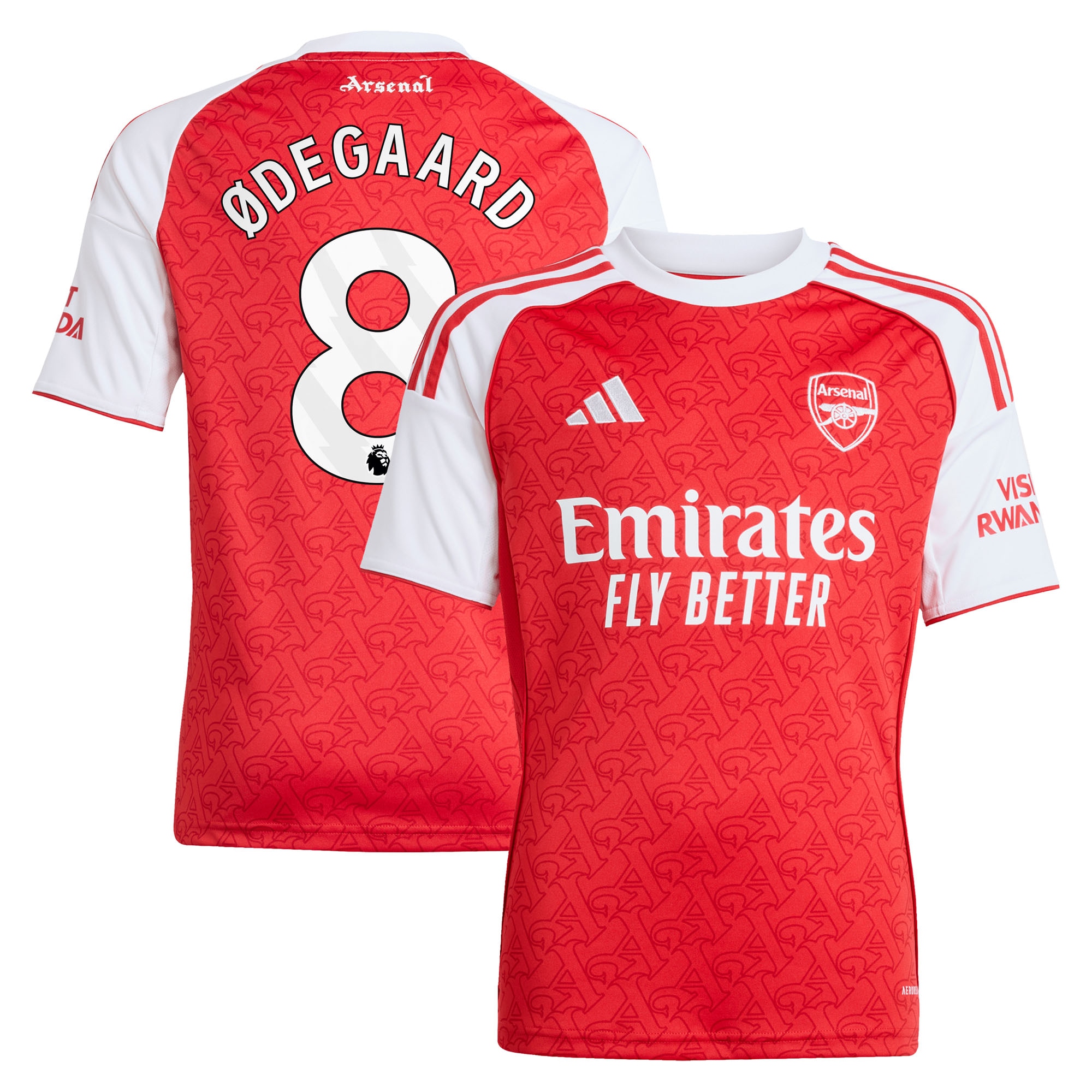 Arsenal adidas Home Shirt 2025-26 - Kids with Ødegaard 8 printing
