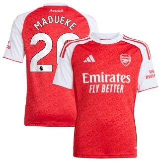 Arsenal adidas Home Shirt 2025-26 - Kids with Madueke 20 printing