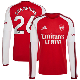 Arsenal adidas Home Shirt 2026-27 - Long Sleeve with Champions 26 printing